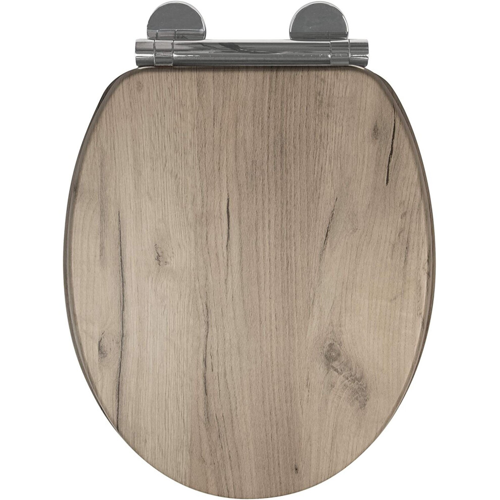 Croydex WL605231H Flexi-Fix Corella Always Fits Never Slips Slow Close Toilet Seat, Grey Oak Effect, One Size
