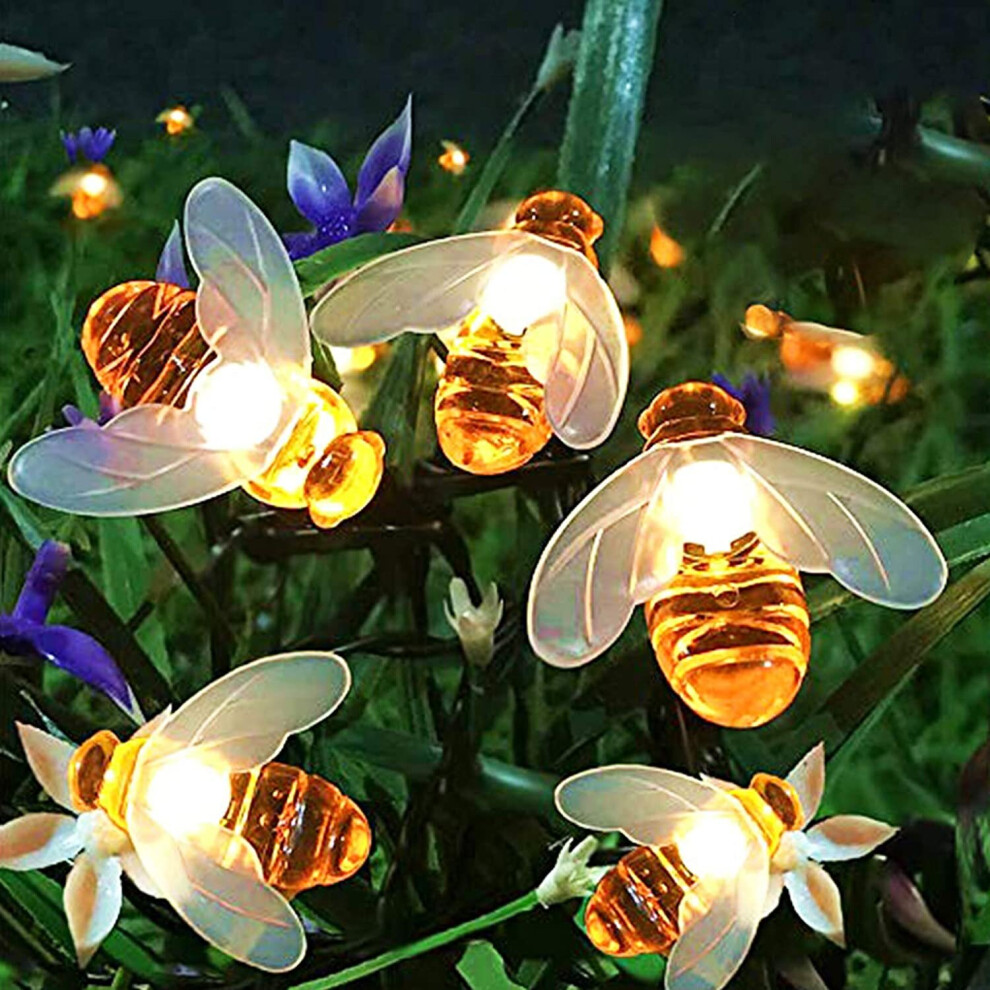FANSIR Solar String Lights, 8 Modes 30 LED Honey Bee Fairy Lights Solar Powered Waterproof Outdoor String Lights for Garden Patio Yard Summer Party We