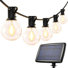 LE Solar String Lights Outdoor, 25ft Solar Festoon Lights Outdoor with 25 G40 LED Bulbs, Waterproof Bulb Fairy String Lights with 4 Light Modes for Ga