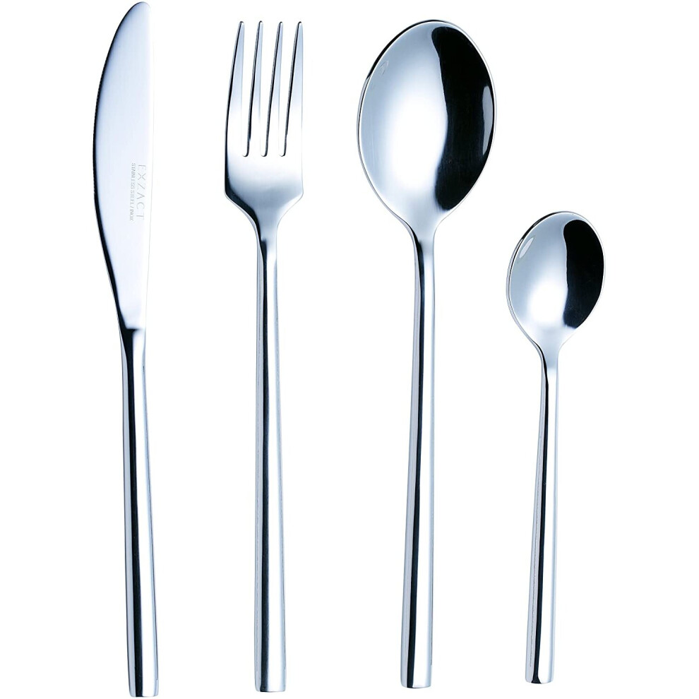 Exzact Cutlery Set Forged Stainless Steel 24Pcs - 6 X Forks, 6 X Table Knives, 6 X Table Spoons, 6 X Teaspoons Flatware/Silverware/Home - Service For