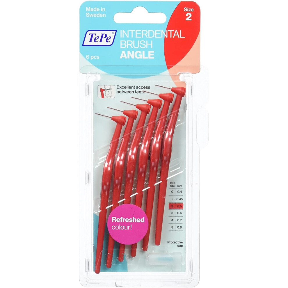 Tepe Angled 0.5mm Red Interdental Brushes - Pack of 6