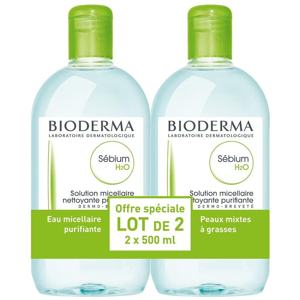 Bioderma Sebium H2O Micelle Solution, 2 x 500 ml