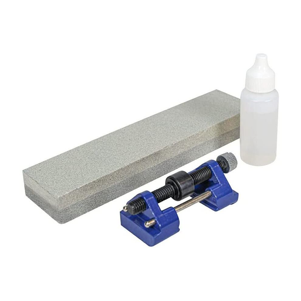 Faithfull Faios8chg Sharpening Kit For Wood Chisels And Metal Blades Includes: Oilstone 200 Mm (8 Inch), Honing Guide For Chisels And Oil White