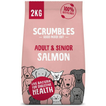 Scrumbles Natural Dry Dog Food, Grain Free Recipe with Fresh Salmon, for Adults and Senior Breeds, 2 kg Bag