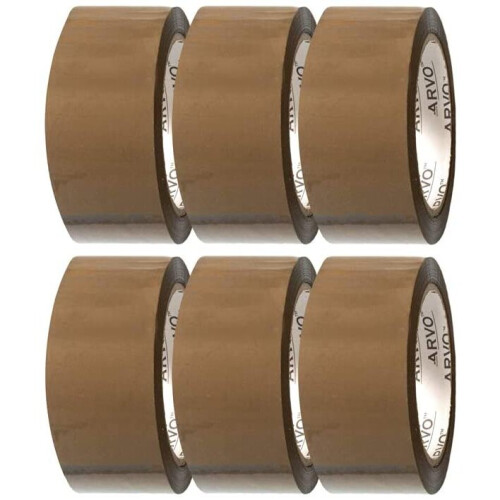 Packing Tape 6 Rolls 48mm x 60m, Parcel Tape, Heavy Duty Brown Tape for