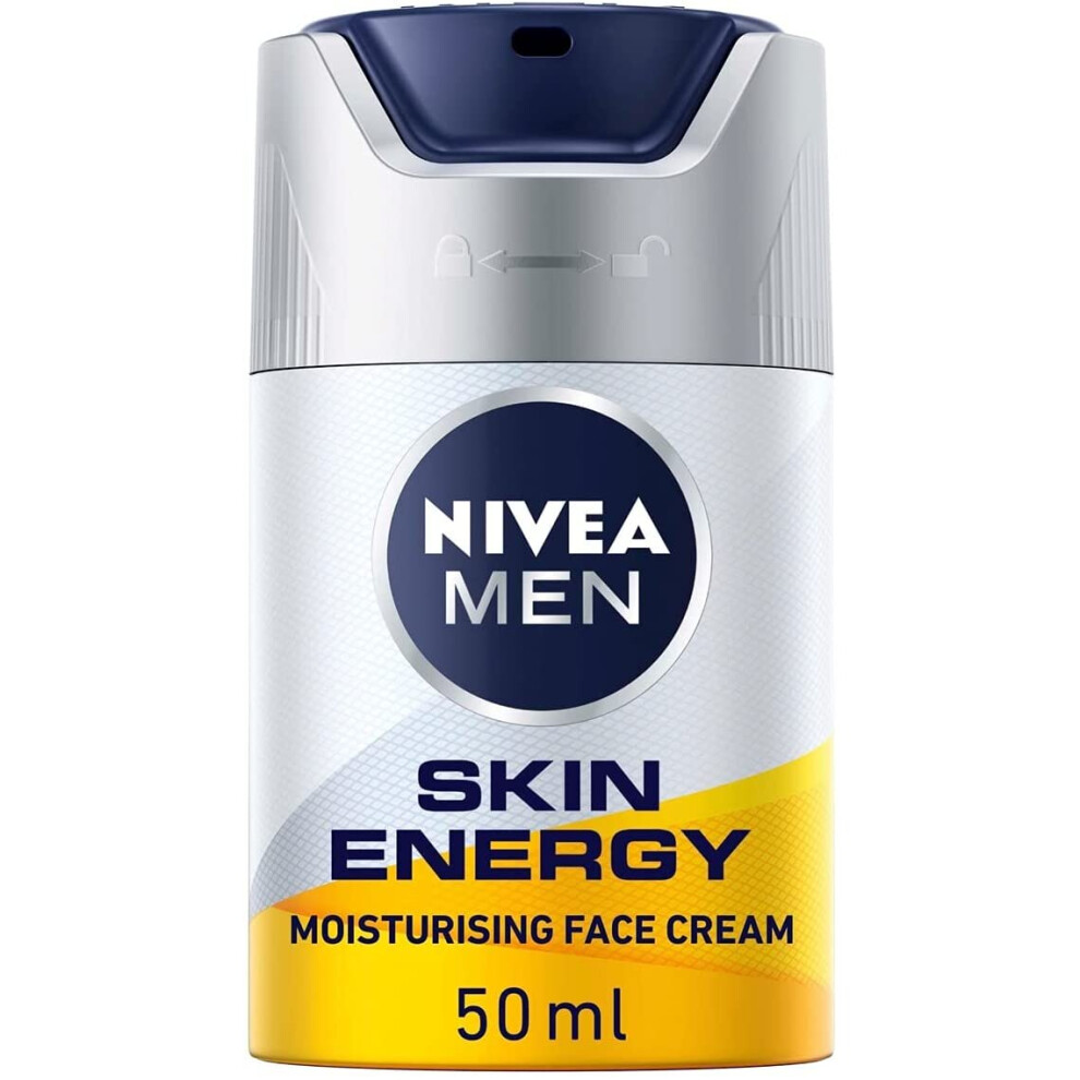 NIVEA MEN Skin Energy Moisturising Creme (50 ml), Face Cream for Men Infused with Caffeine, Revitalising Face Cream Fights Signs of Tiredness, Men's S