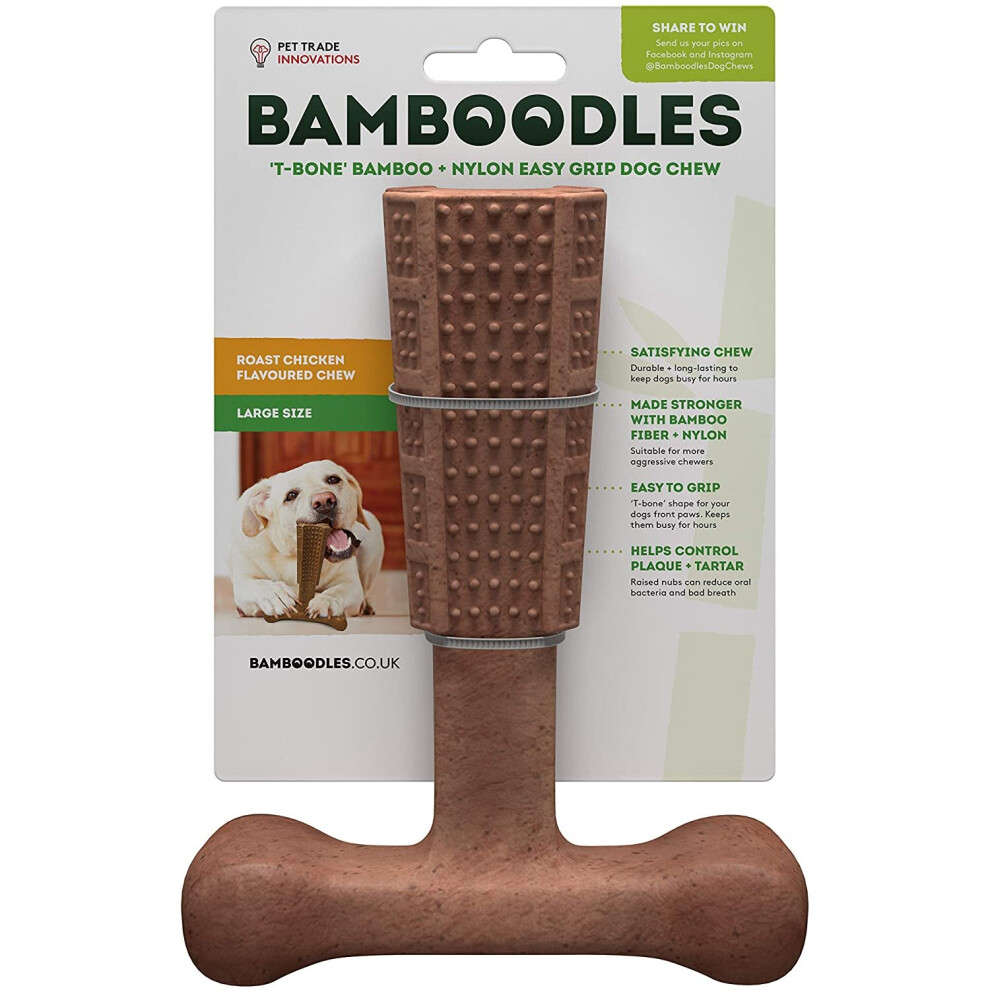 Bamboodles T-Bone Dog Chew for the most even the most aggressive of chewers LARGE CHICKEN