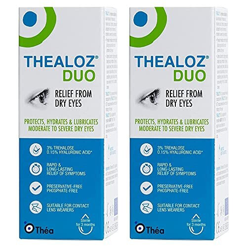 2 x Thealoz Duo Eye Drops 10ml | Eye Drops for Tired & Dry Eyes | Hypotonic Solution for Enhanced Relief & Protection from Dry Eyes