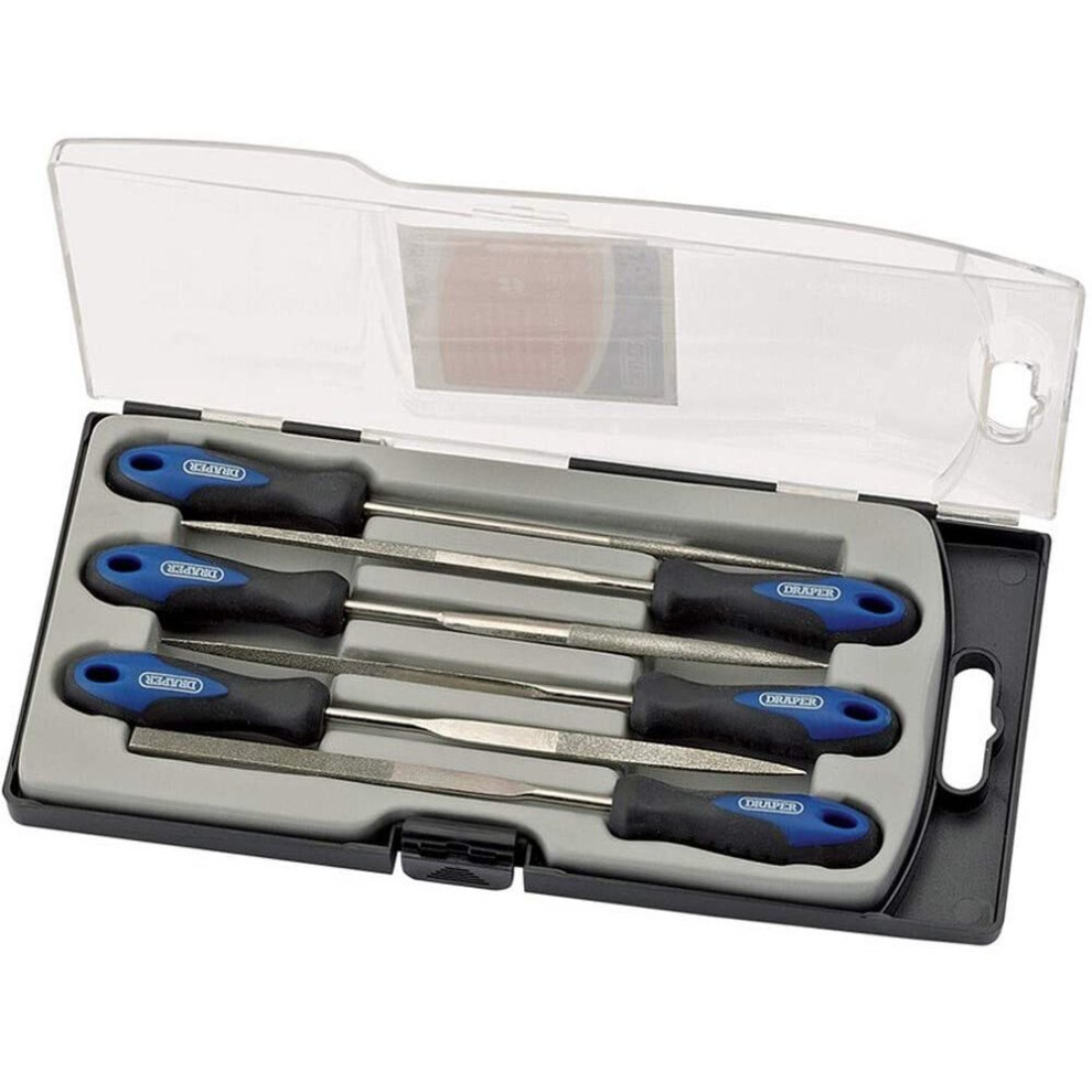 Draper 47817 Diamond Needle File Set with Soft Grip, 150mm, 6 Pieces