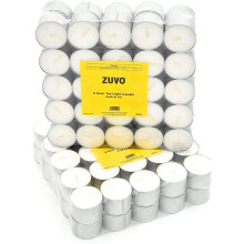 Zuvo Tea Light Candles 8 Hour Burn 50 Pack Long-Lasting Unscented Tealights