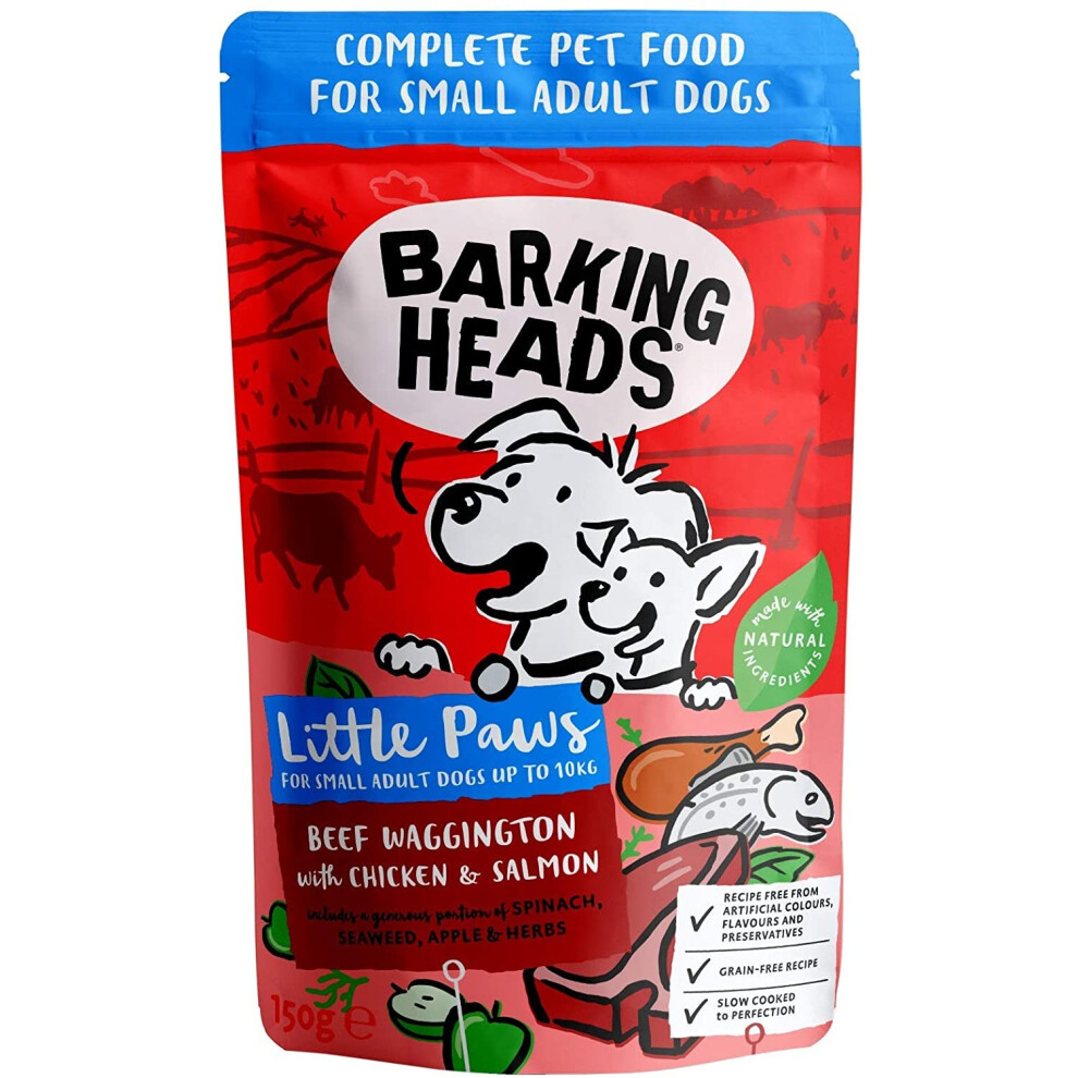 Barking Heads Little Paws Wet Beef Waggington with Chicken & Salmon 10 x 150g