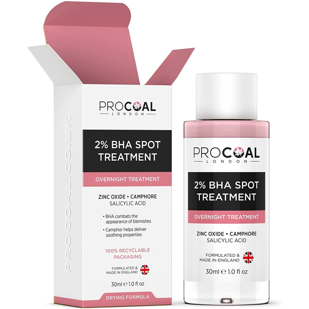 2% BHA Spot Treatment 30ml by Procoal, Fast-Acting Blemish Spot Treatment For Face with Salicylic Acid, Helps Dry Up Pesky Pimples - Made in UK