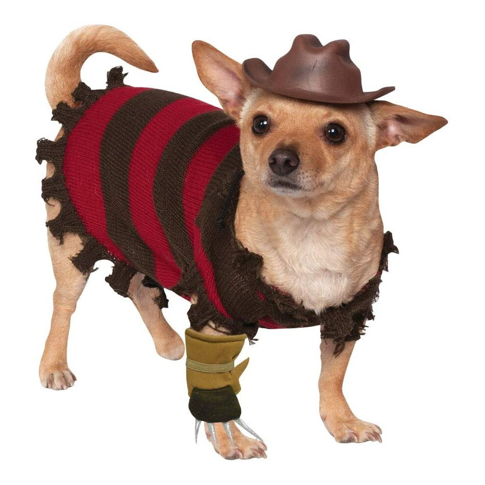 Official Rubie's A Nightmare on Elm Street, Freddy Krueger Halloween Pet Dog Costume, Size Medium