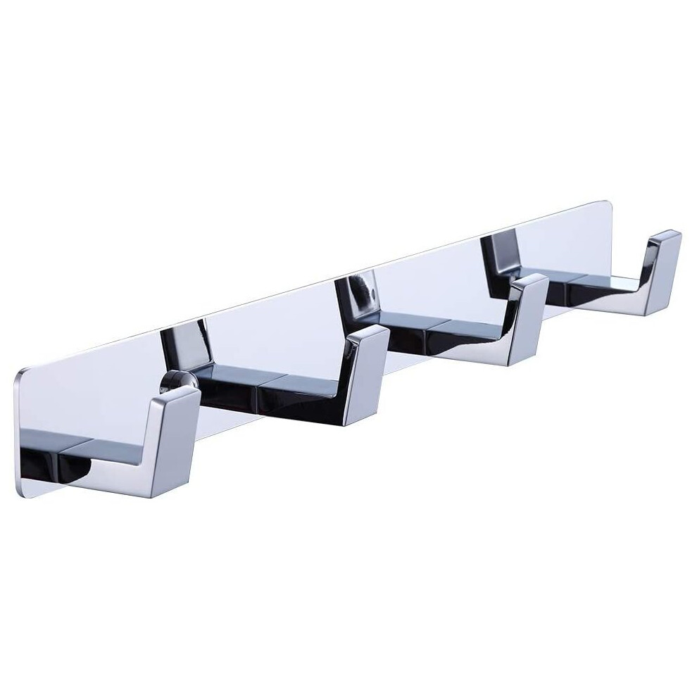 BOOKARROW 4 Coat Hooks Wall Mount Screw in Door Hooks Chrome Bath Towel and Robe Rack Hook in Bathroom or Kitchen 410