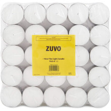 Zuvo Tea Light Candles 4 Hour Burn 100 Pack Unscented Tealights for Home & Events