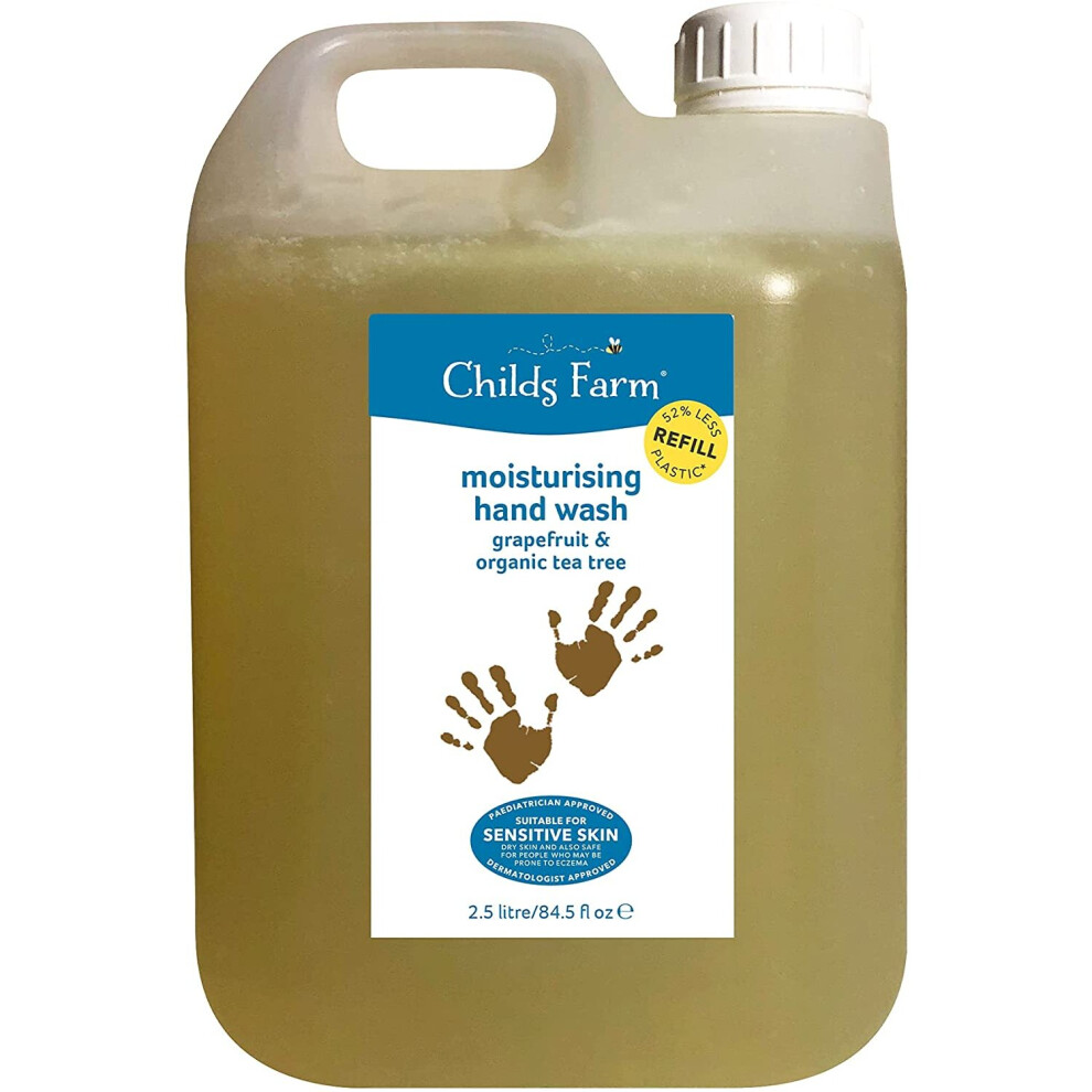 Childs Farm - Children's Moisturising Hand Wash, Gently Cleanses, Sensitive Skin, Grapefruit & Organic Tea Tree, 2.5 Litre Refill