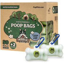 Pogi's Pet Supplies, Umweltfreundliche Kotbeutel, Super Duper Pack, Puder Frische, 50 Rollen, 750 Beutel, 2 Spender