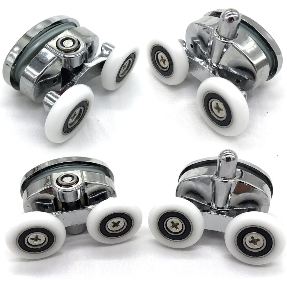 Set Of 4 New Oval Butterfly Twin Wheel Shower Door Rollers 736561503352