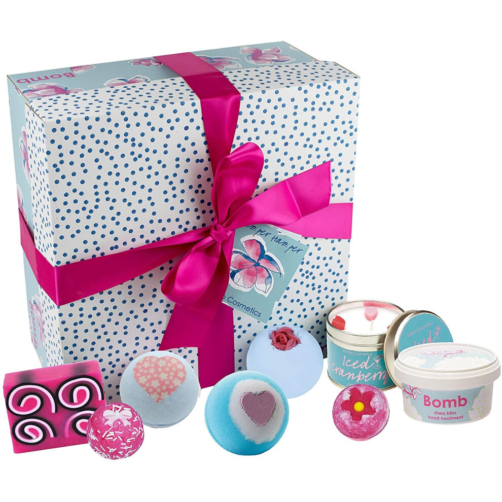 Bomb Cosmetics Pamper Hamper Handmade Bath, Body & Home Fragrance Supersize Gift Pack in Reusable Box, Contains 8-Pieces, 720g