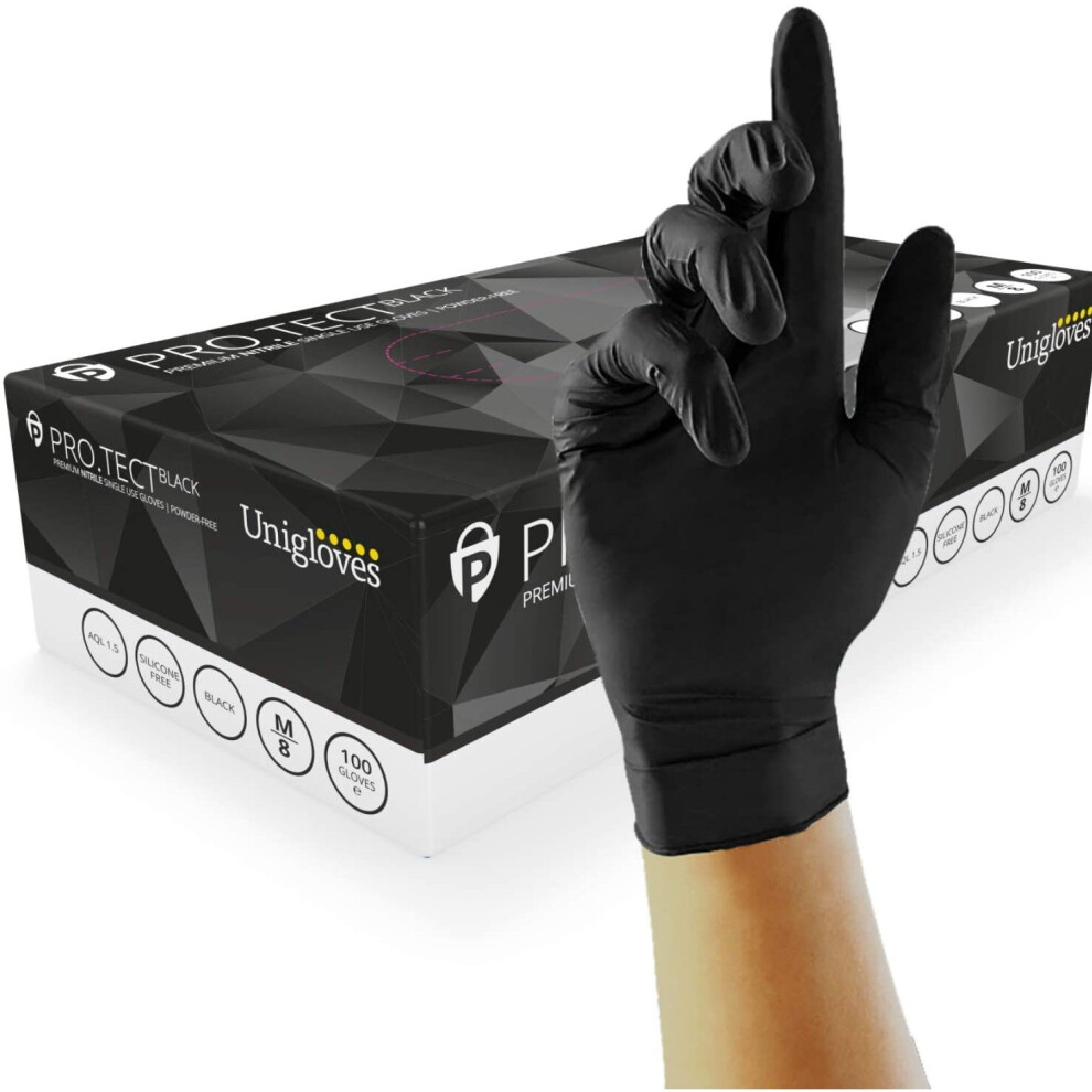 B&Q - Pro.tect Black Box Of 100 Extra StrongLatex FreeDisposable Nitrile Textured Palms Glove -Small - Image 3