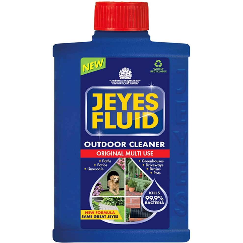 Jeyes Fluid Outdoor Cleaner & Disinfectant for Paths, Patios, Driveways, Pet Housing & Unblocking Drains, 1 Litre Blue