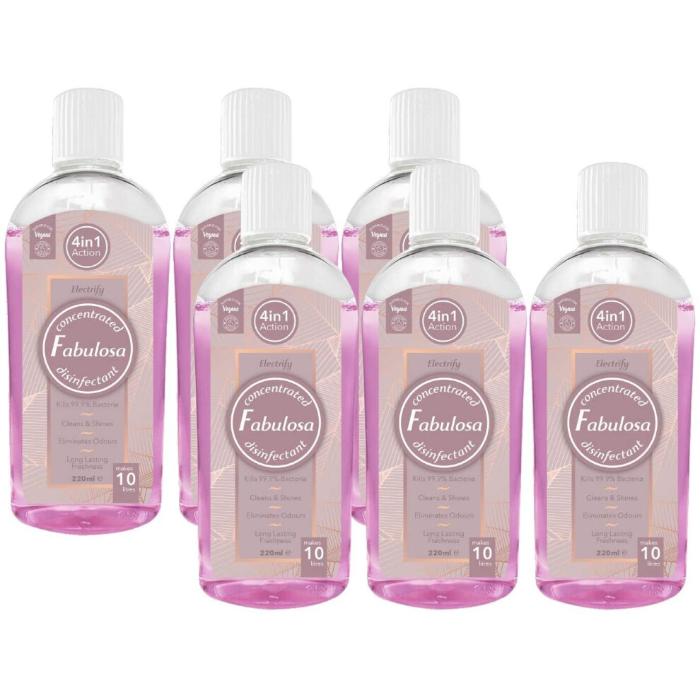 Fabulosa 4 in 1 Multi-Purpose Concentrated Anti-Bacterial Disinfectant, 220ml, 6 Pack, Electrify