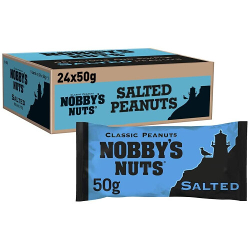 Nobby's Nuts Classic Delicious and Simple Salted Peanuts, Vegetarian, 50 g (Case of 24 Bags)