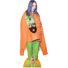 Star Cutouts CS814 Billie Eilish Tongue Out Lifesize Cardboard Cutout with Free Mini Table Top Standee Height 163cm, Multicolour