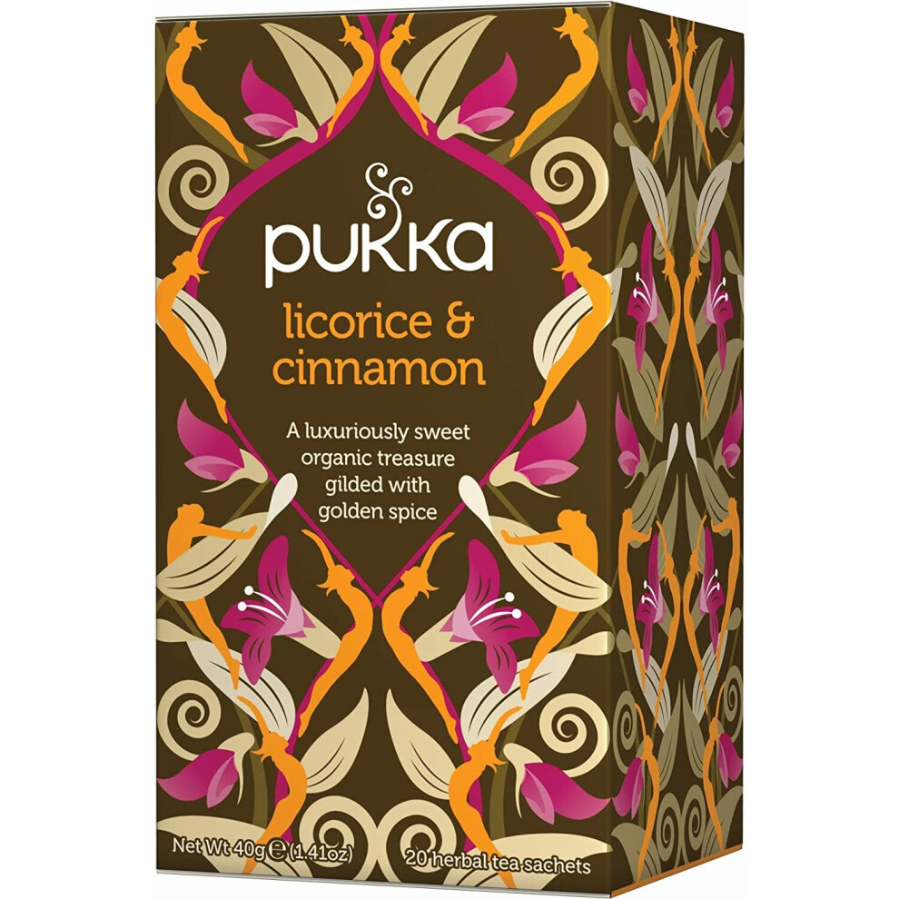 Pukka Licorice & Cinnamon, Organic Herbal Tea (4 Pack, 80 Tea Bags)