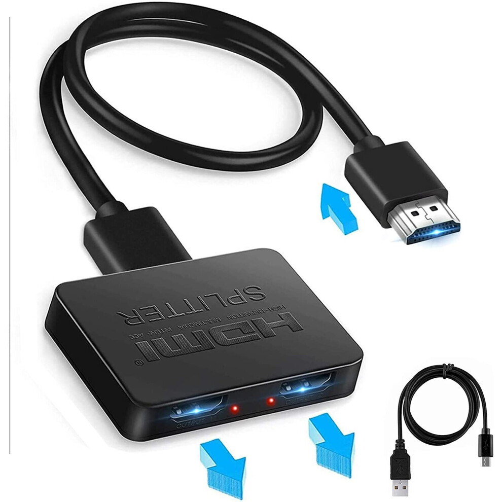 HDMI SPLITTER 1 in 2 out,4K HDMI SPLITTER for Dual Same Monitors, Mirror Only,Not Extend, HDMI SPLITTER for 4K,1080P,3D