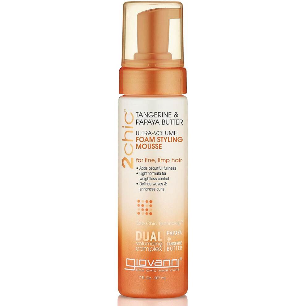 GIOVANNI- 2chic Ultra Volume Foam Styling Mousse With Tangerine And Papaya Butter- For Fine Hair (7 Fluid Ounce)