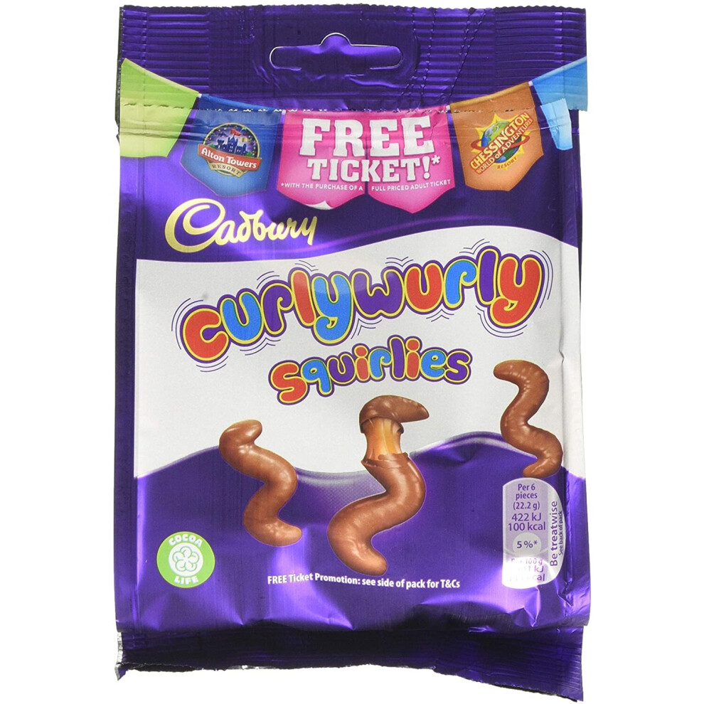 cadbury Curly Wurly Squirlies Chocolate Bag 95 g - Pack of 10