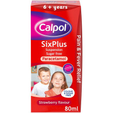 Calpol SixPlus Suspension Sugar Free Strawberry Flavour 6+ Years, 80ml