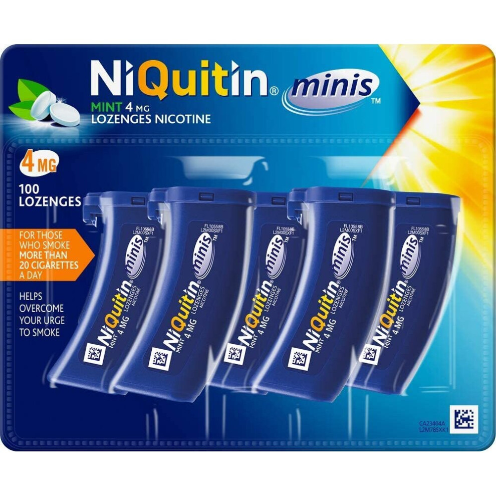 NiQuitin Mini Mint Lozenges, 4 mg, Stop Smoking Aid, 100 Count