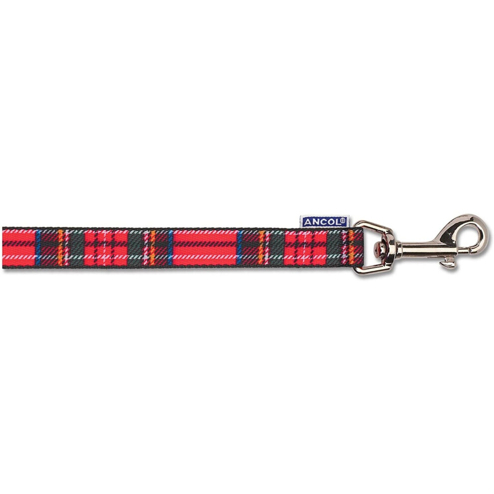 Ancol Nylon Tartan Lead Red (1 m x 19 mm)