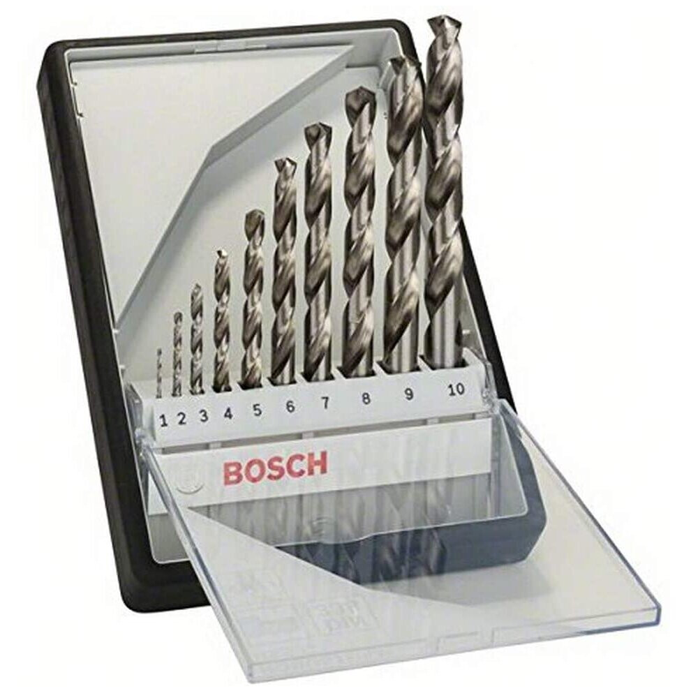 Bosch Professional 2607010535 10-Piece HSS-G Robust Line Metal Drill Bit Set (for Metal, Cut, Accessories for Drill Drivers) , Silver , 45cm x 40cm x