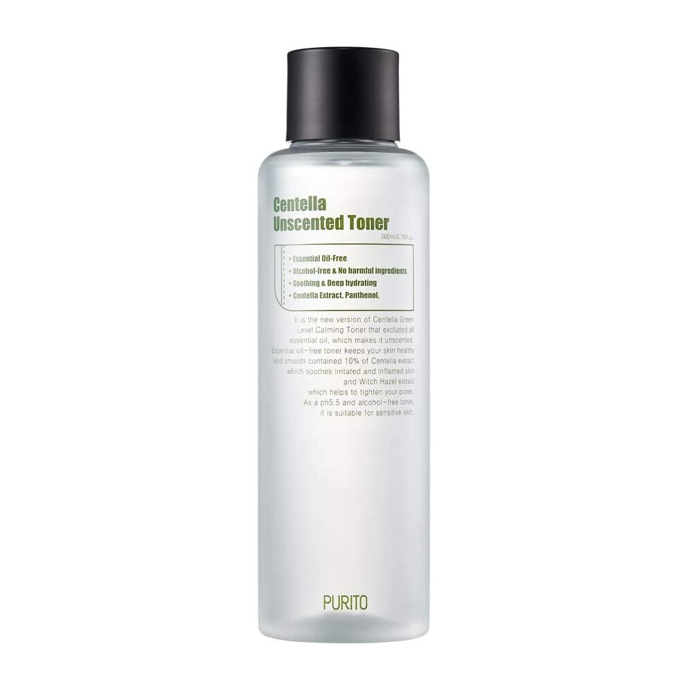 Purito Centella Unscented Toner 6.76Fl.oz 200 Ml, Witch Hazel-Free Alcohol-Free Facial Toner With 10% Centella Extract, Hydrating Face Toner,Ph5.5