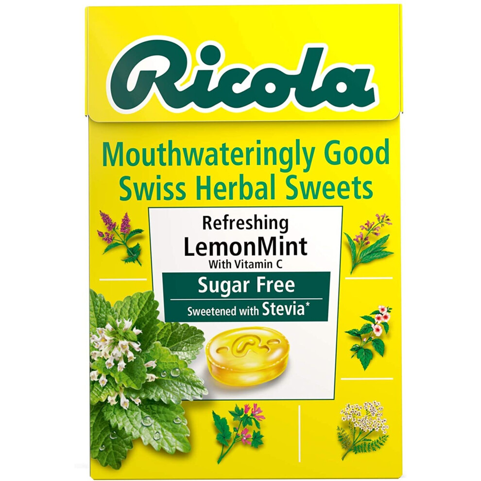 Ricola Lemon-Mint Sugar Free Swiss Herbal Sweets, Herb Drops - Pack of 10 Boxes