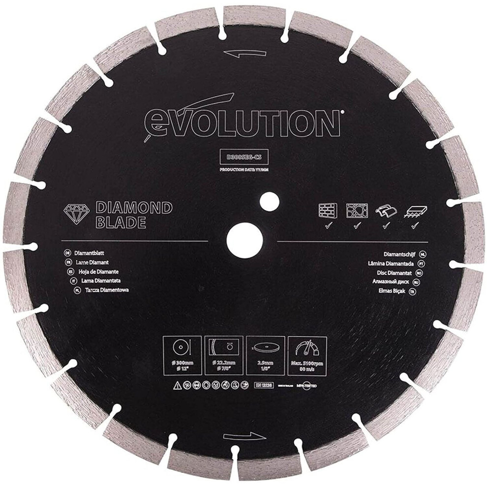 Evolution (D300seg-Cs) - 300 Mm Diamond Blade For Disc Cutters - Segmented Edge For Cutting Masonry, Such As Brick, Reinforced Concrete And Stone 849713091444