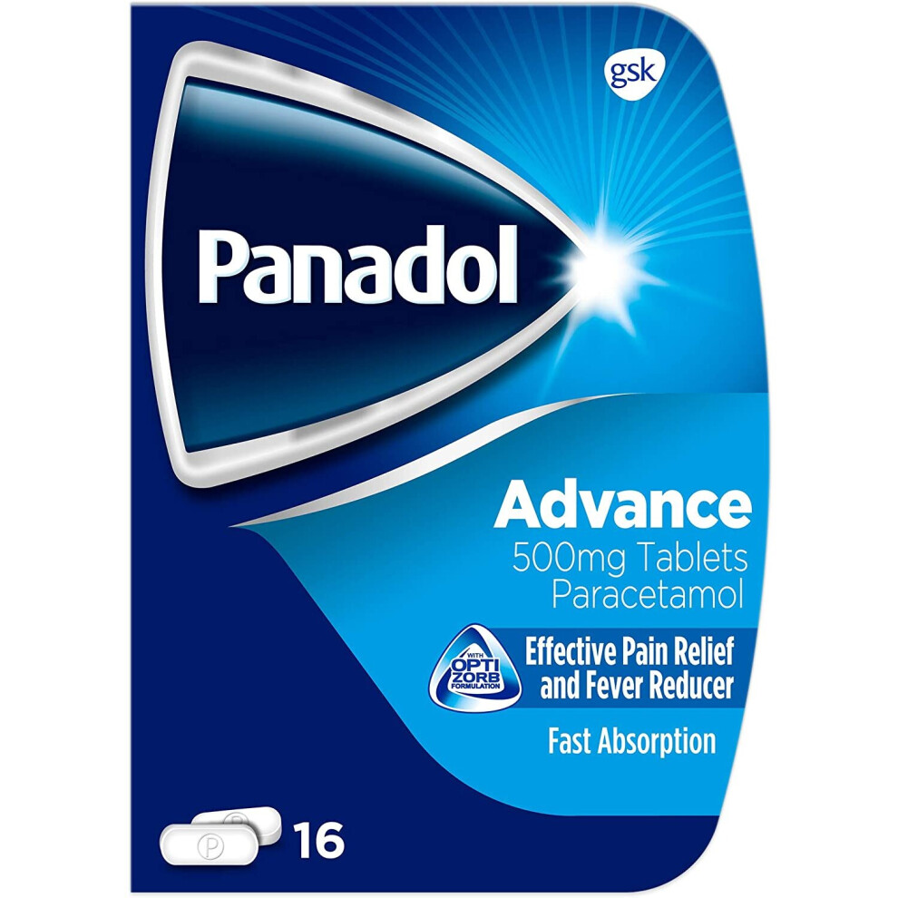 Panadol Advance Pain Relief Tablets, 500 Mg Paracetamol Tablets, Pack Of 16