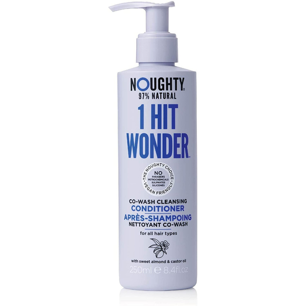 Noughty 1 Hit Wonder Cleansing Conditioner And Co-Wash With Sweet Almond Oil & Castor oil, Blue, 250ml