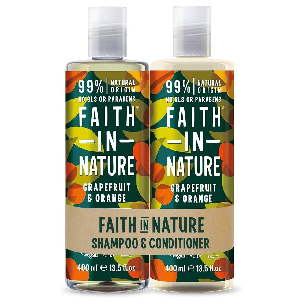Faith in Nature Natural Grapefruit & Orange Shampoo & Conditioner Set, Invigorating Vegan & Cruelty Free, Parabens and SLS Free, for Normal to Oily Ha