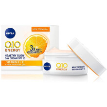 NIVEA Q10 Energy Healthy Glow Day Cream SPF15, 24h Moisture, Vitamin C & E, 50ml - Energising Face Moisturiser
