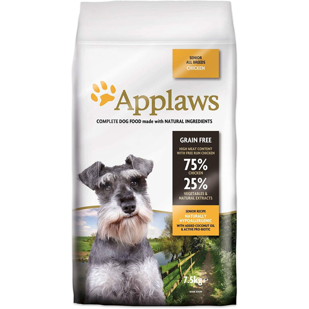 Applaws Complete And Free Dry Dog Food, Senior All Breed Chicken 7.5 Kg Grain