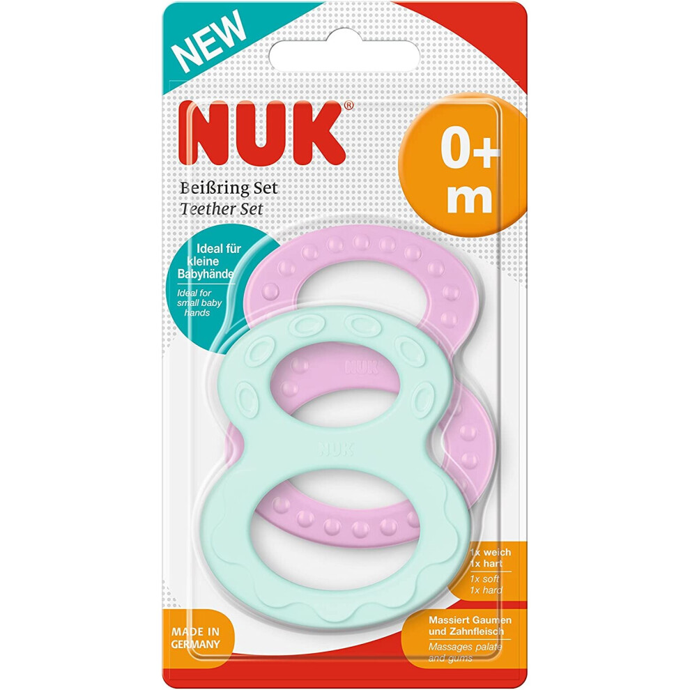 NUK Multi-Surface Teether Set 0 Months + Pack of 2 Multicoloured