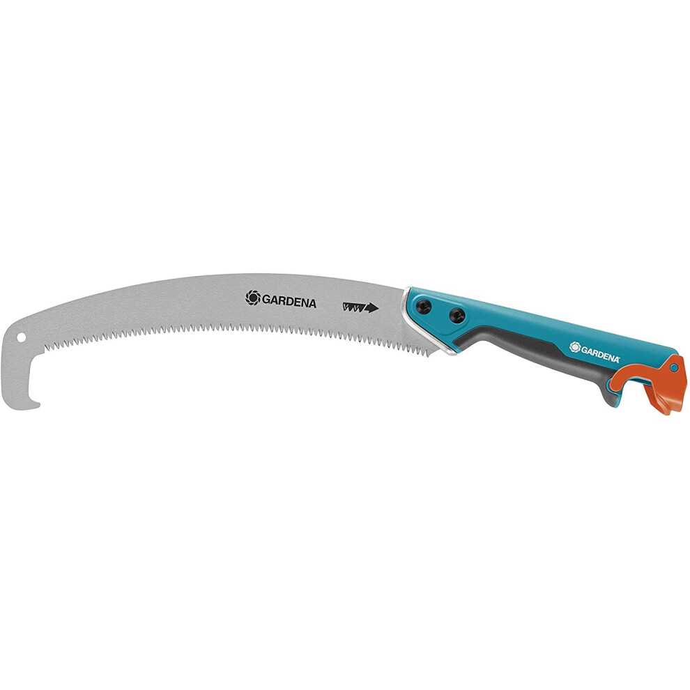 GARDENA Combisystem 8739-20 - Curved saw 300 P for optimal cutting of branches, pick-up hook, hard chrome plated, non-slip stop, precise serrated shar