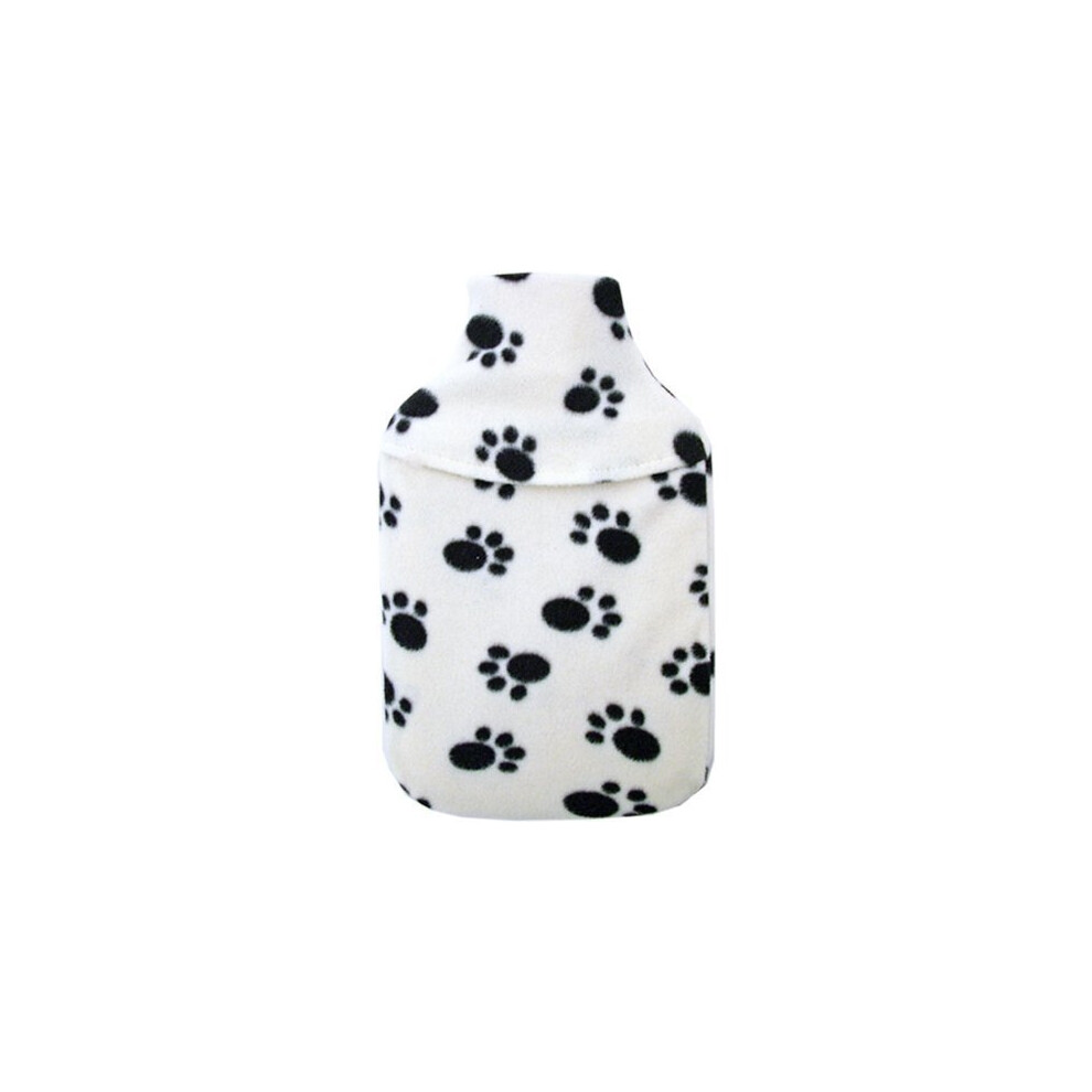 Vagabond Cosy Fleece Paw Print Design 1L Small Hot Water Bottle Cover, Cream, 1 Litre