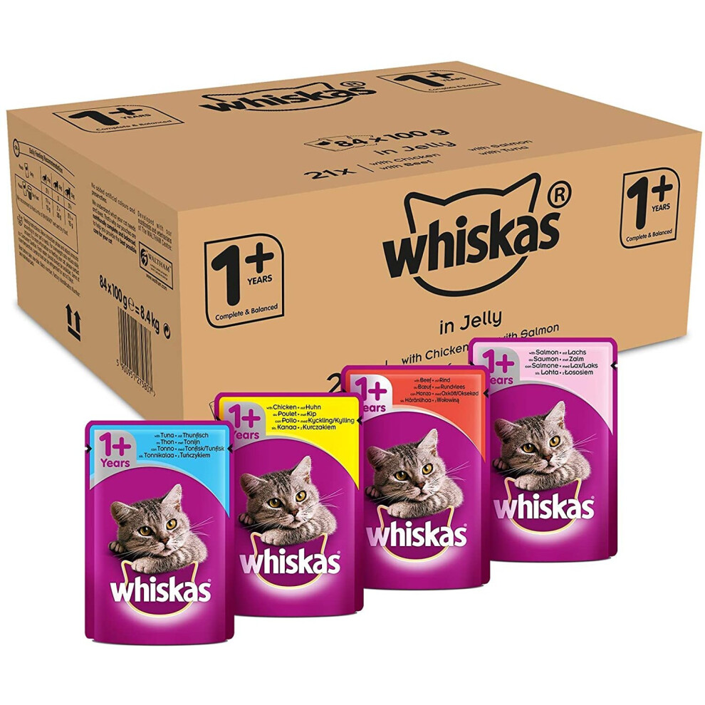 Whiskas 1+ Cat Pouches Mixed Selection In Jelly 84x 100g