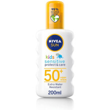 NIVEA SUN Kids Protect & Sensitive Spray (200ml) Sunscreen Spray with SPF 50+, Kids Suncream for Sensitive Skin, Immediately Protects Against Sun Expo