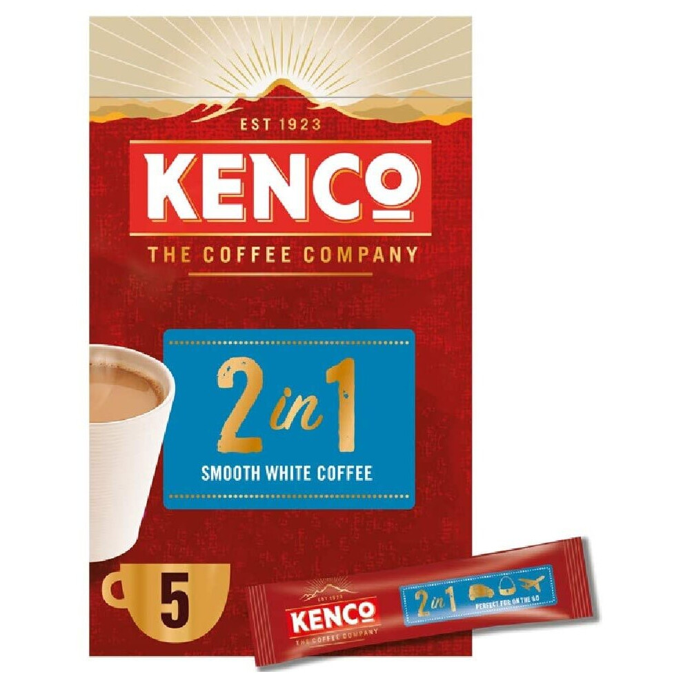 Kenco 2in1 Smooth White Instant Coffee Sachets (Pack of 7, Total 35 Sachets)